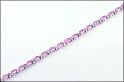 Pink Sapphire Bracelet in 10K White Gold LARGE