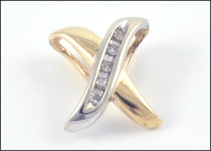 'X' Pendant in 10K Two-Tone Gold LARGE