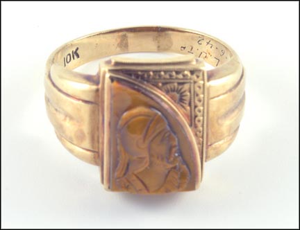 Men's Tiger Eye Cameo Ring in 10K Yellow Gold LARGE