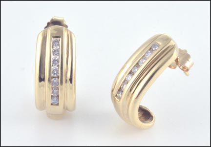 J Hoop Diamond Earrings in 10K Yellow Gold LARGE