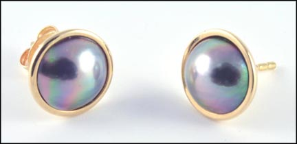 Mabe' Pearl Earrings in 14K Yellow Gold LARGE