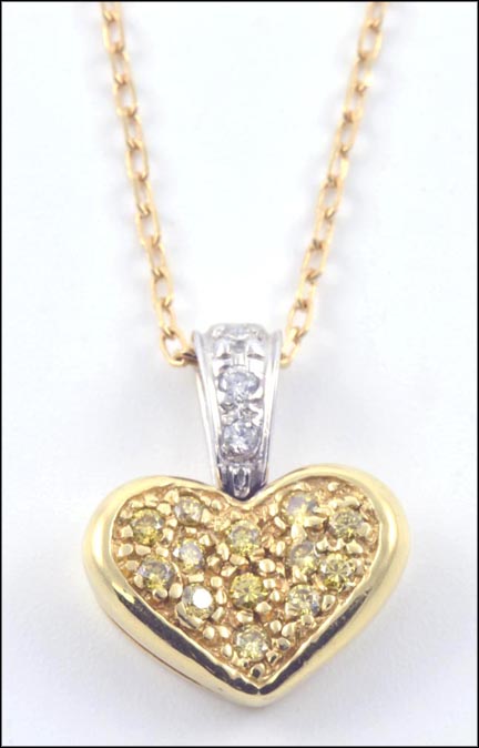 Diamond Heart Necklace in 14K Yellow Gold LARGE