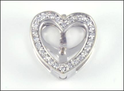 Diamond Heart Slide Pendant in 14K White Gold LARGE