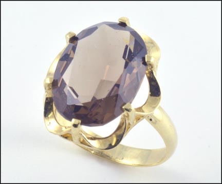 Smoky Quartz Ring in 10K Yellow Gold LARGE
