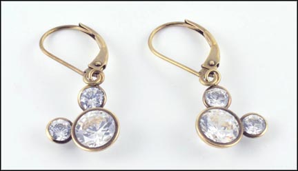 Disney Cubic Zirconia Dangle Earrings in 14K Yellow Gold LARGE
