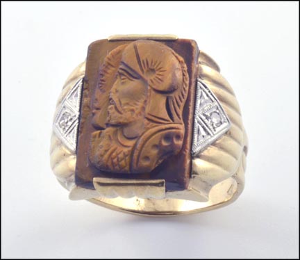 Mens tiger eye cameo on sale ring