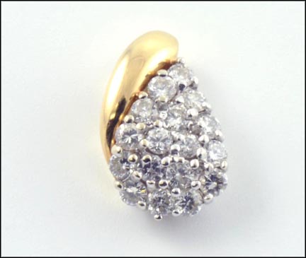 Diamond Cluster Pendant in Yellow and White Gold LARGE