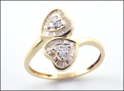 Diamond Heart Bypass Ring in 14K Yellow Gold MAIN