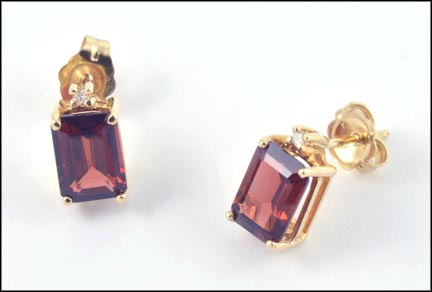 Garnet Earrings in 14K Yellow Gold LARGE