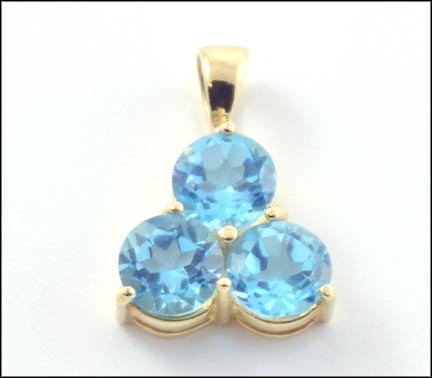 Blue Topaz Pendant in 14K Yellow Gold LARGE