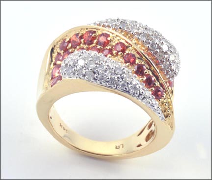 Spessartite Garnet Ring with diamonds in 14K Yellow Gold LARGE