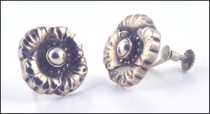 Georg Jensen Screwback Earrings #49 in Sterling Silver LARGE