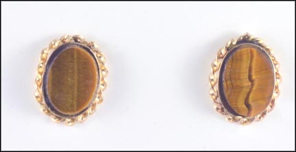 Tiger Eye Earrings in Yellow Gold LARGE