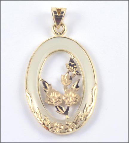 Jade Pendant in 14K Yellow Gold LARGE