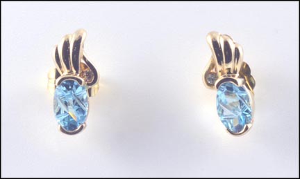 Blue Topaz Earrings in 14K Yellow Gold LARGE