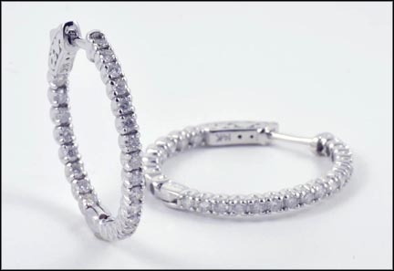 Diamond Inside Out Hoop Earrings in 14K White Gold LARGE