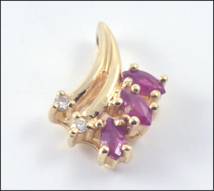 Ruby Pendant in 14K Yellow Gold LARGE