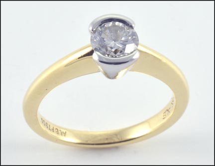 Diamond Engagement Ring in 18K Yellow Gold and Platinum LARGE