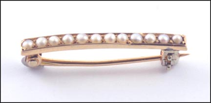 Vintage Seed Pearl Doll Pin in 14K Yellow Gold MAIN