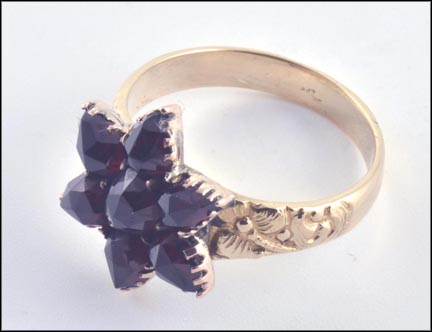 Garnet Doublet Ring in 14K Yellow Gold LARGE