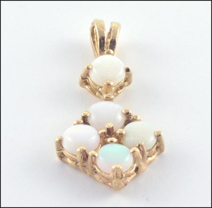 Opal Cluster Pendant in 14K Yellow Gold LARGE