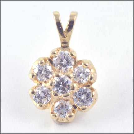 Diamond Cluster Pendant in 14K Yellow Gold MAIN