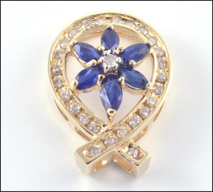 Sapphire Pendant in 14K Yellow Gold LARGE