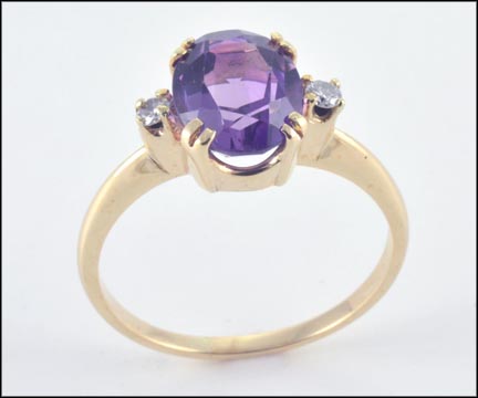 Amethyst Ring in 14K Yellow Gold LARGE