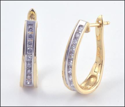 Diamond Hoop Earrings in 14K Yellow Gold LARGE