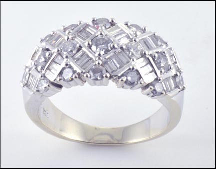 Diamond Cluster Band in 14K White Gold LARGE