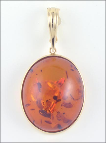 Large Amber Pendant in 14K Yellow Gold MAIN
