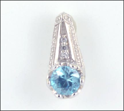 Blue Zircon Pendant in 14K White Gold MAIN