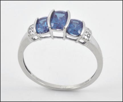 Synthetic Alexandite Ring in 14K White Gold LARGE