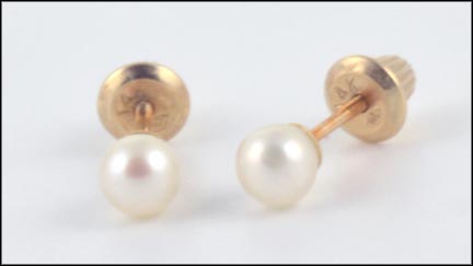 Pearl Stud Earrings in 14K Yellow Gold LARGE