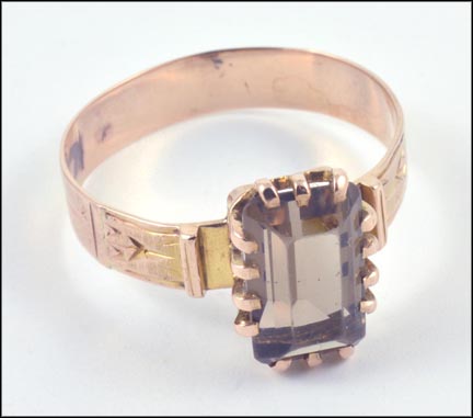 Vintage Smoky Quartz Ring in Rose Gold LARGE