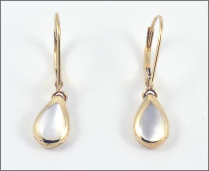 Mother of Pearl Dangle Earrings in 14K Yellow Gold LARGE