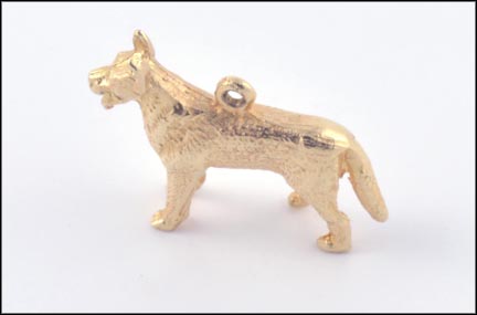 German Shepherd Charm in 14K Yellow Gold LARGE