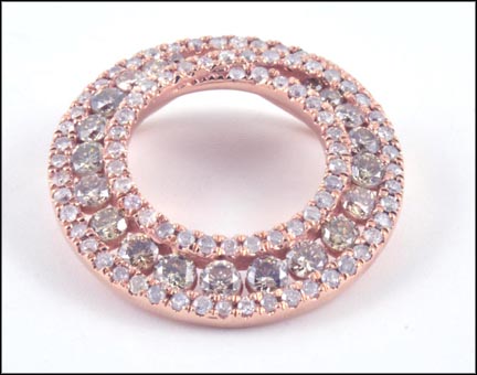 Circle Diamond Pendant in 14K Rose Gold LARGE
