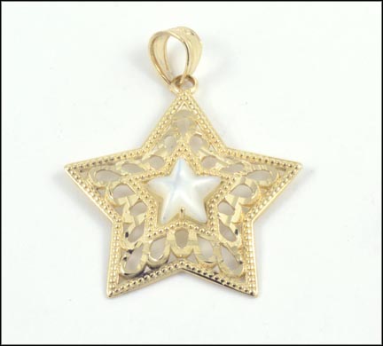 Mother Of Pearl Star Pendant in 10K Yellow Gold MAIN