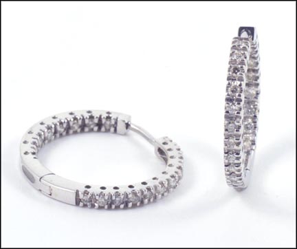 Diamond Hoop Earrings, Inside Out in White Gold LARGE