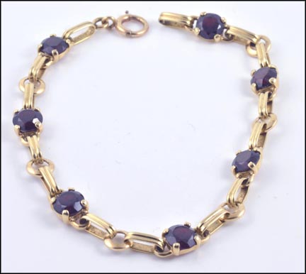 Garnet Bracelet in 14K Yellow Gold LARGE