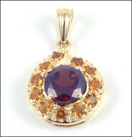 Garnet and Citrine Pendant in 14K Yellow Gold MAIN
