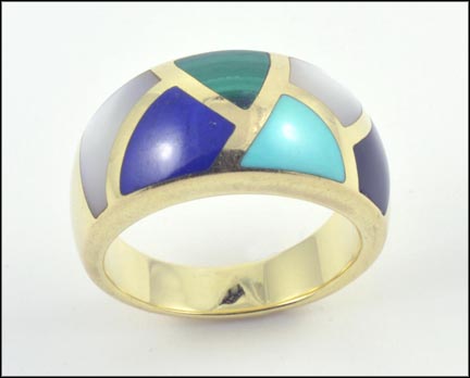 Band with Inlaid Stones in 14K Yellow Gold MAIN