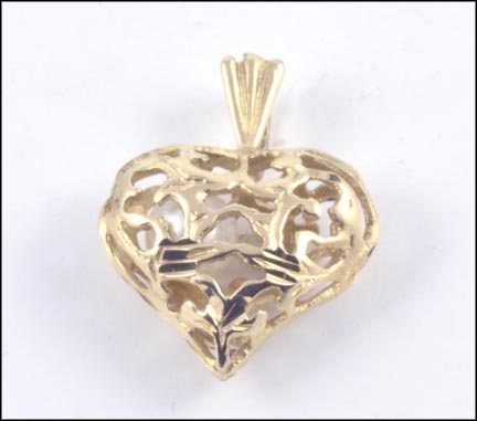 Heart Pendant with Pearl Inside in 14K Yellow Gold LARGE