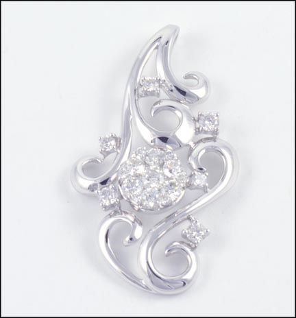 Diamond Cluster Pendant in 14K White Gold MAIN