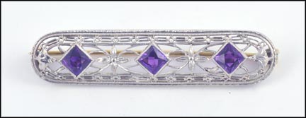 Amethyst Bar Pin in 14K Two-Tone Gold LARGE