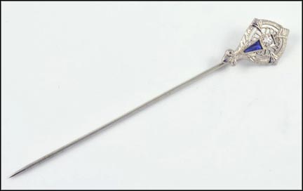 Vintage Stick Pin in White Gold LARGE