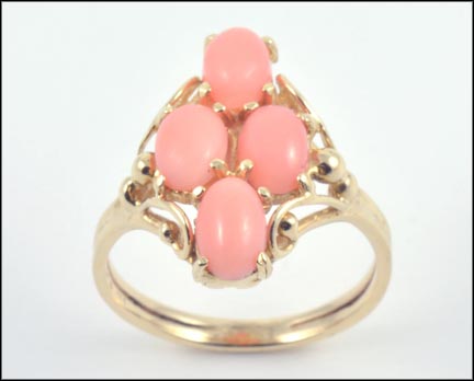 Coral Cluster Ring in 14K Yellow Gold MAIN