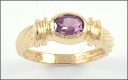 Pink Tourmaline Ring in 10K Yellow Gold LARGE