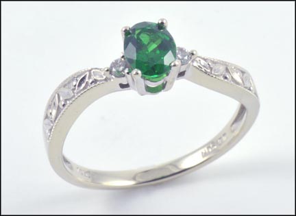 Tsavorite Garnet Ring in 14K White Gold MAIN